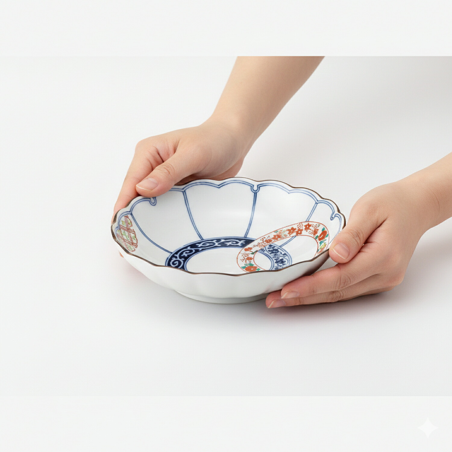 楽天市場】染錦輪つなぎ 菊型多用皿セットφ21.5×H5.5cm 850ml 磁器 染