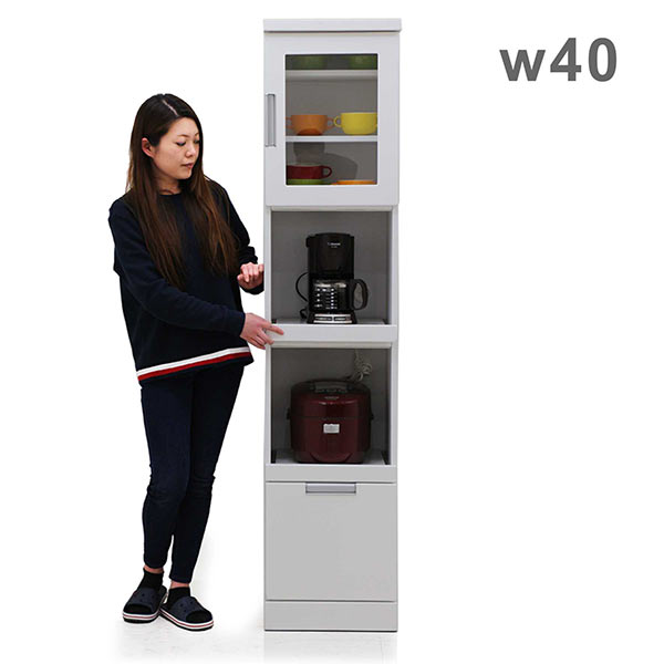 楽天市場】食器棚 幅40 スリム カップボード 家電収納 スライド