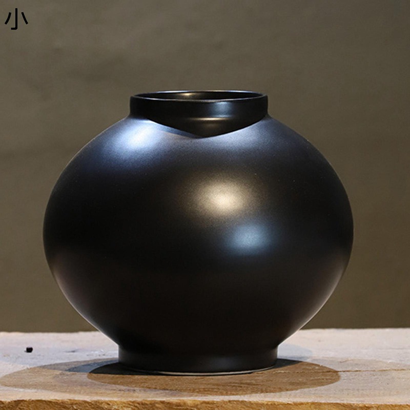 楽天市場】陶器花器 花瓶 黒 ブラック 造花セット 無地 和風 日式 寂び