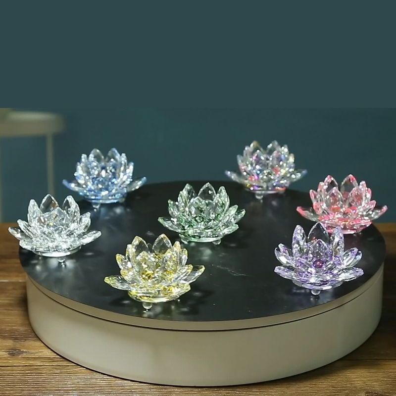 楽天市場】送料無料 蓮の花 置物 クリスタル風 オブジェ 6.2cm サン