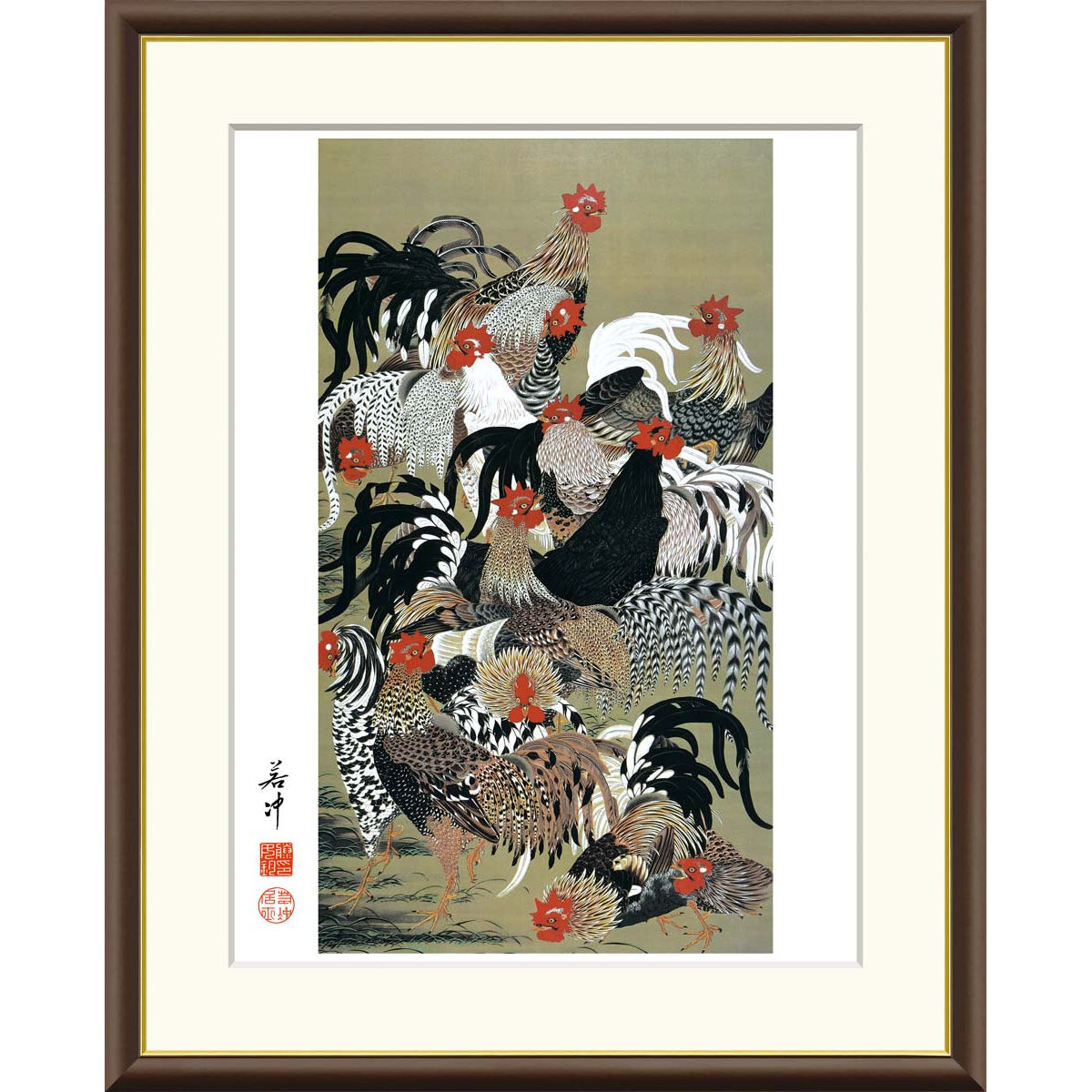 楽天市場】絵画 日本の名画 群鶏図 伊藤若冲 額入り インテリア アート