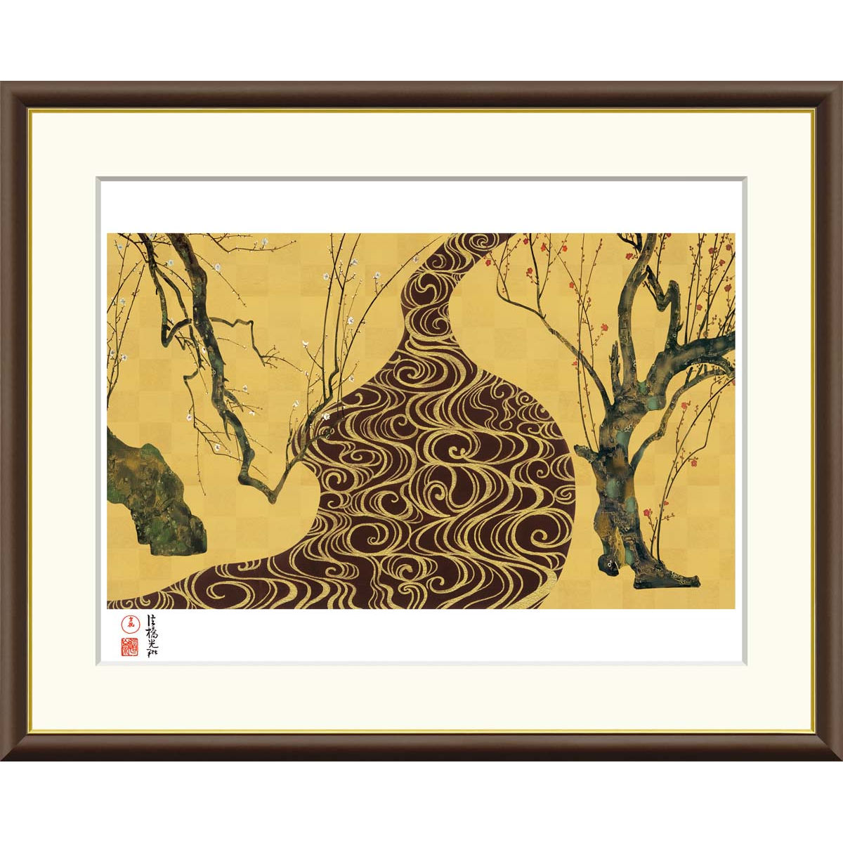 楽天市場】絵画 日本の名画 紅白梅図 尾形光琳 額入り インテリア