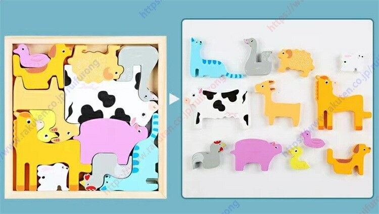 楽天市場】農場動物 パズル 木製 パズル 知育玩具 おもちゃ 創造性