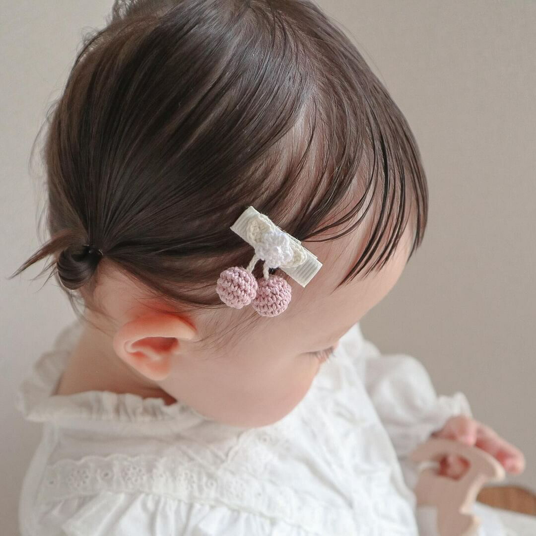 楽天市場】【mht】 さくらんぼクリップ ベビー ヘアクリップ かぎ編み