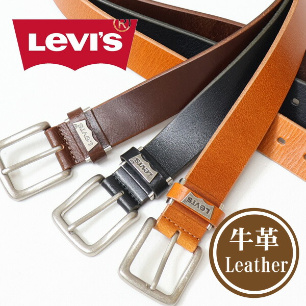 楽天市場】Levi's リーバイス メタルプレート レザーベルト 本革