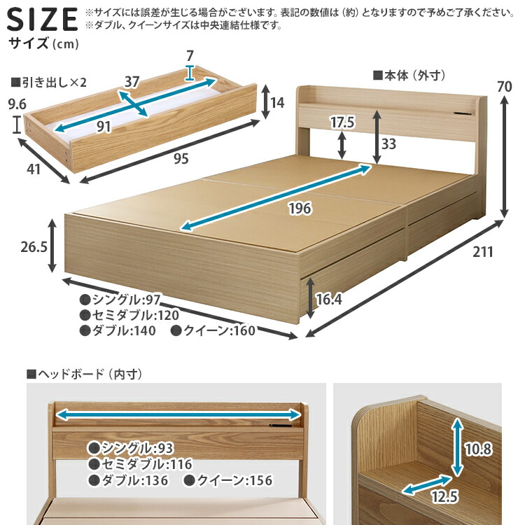 最安値！マットレスなし クイーンベッド 収納 コンセント 送料込み！4