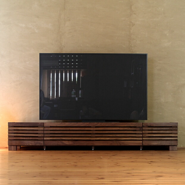楽天市場】TVボード 幅210cm ウォールナット材 格子 4Kテレビ対応