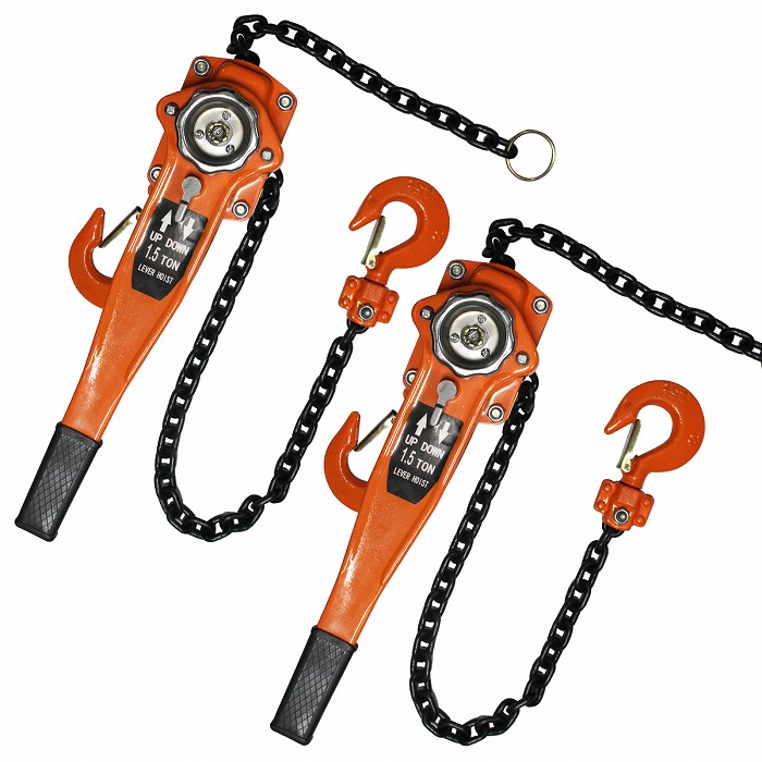 楽天市場】2個set 1.5t レバーホイスト 荷締機 レバー式 チェーン