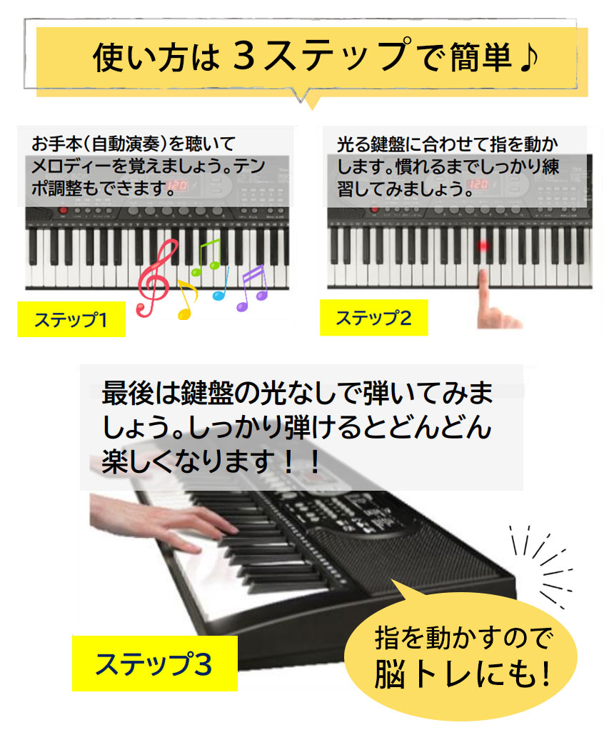 楽天市場】光った鍵盤をなぞるだけ！ガイド機能付き 電子ピアノ