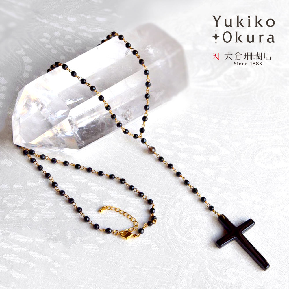 楽天市場】オニキス Y字ネックレス スモーキークォーツ クロス
