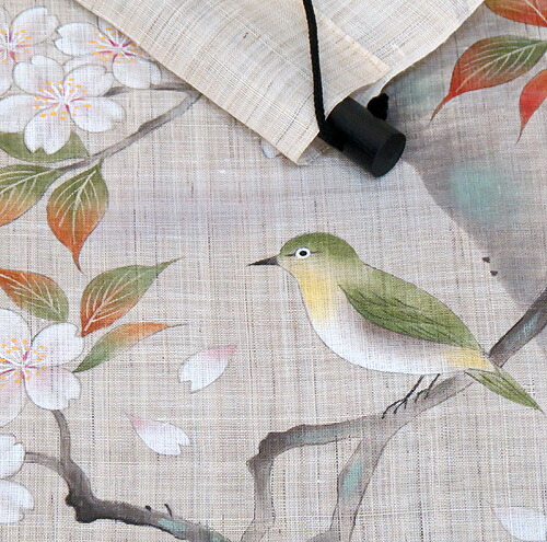 楽天市場】手描き友禅タペストリー：山桜とめじろ（桜 さくら サクラ