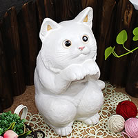 楽天市場】【ポイント10倍】幸福猫(白)(大)ねこ置物信楽焼 陶器の