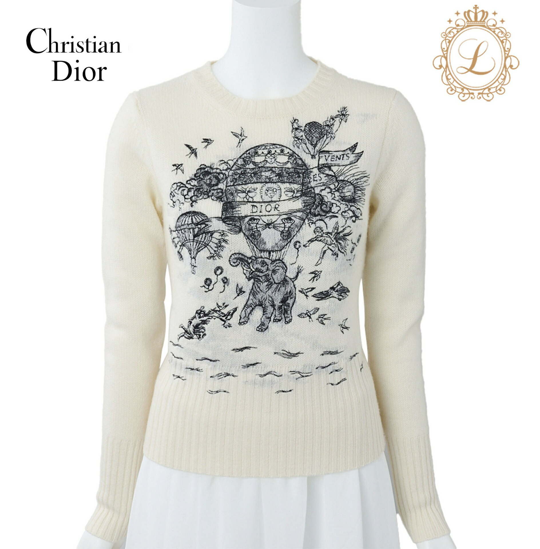 ディオール ニット サイズ：38 ホワイト カシミヤ レディース Dior