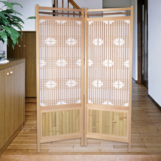 楽天市場】腰付組子屏風 2連 屏風ついたて パーテーション つい立て