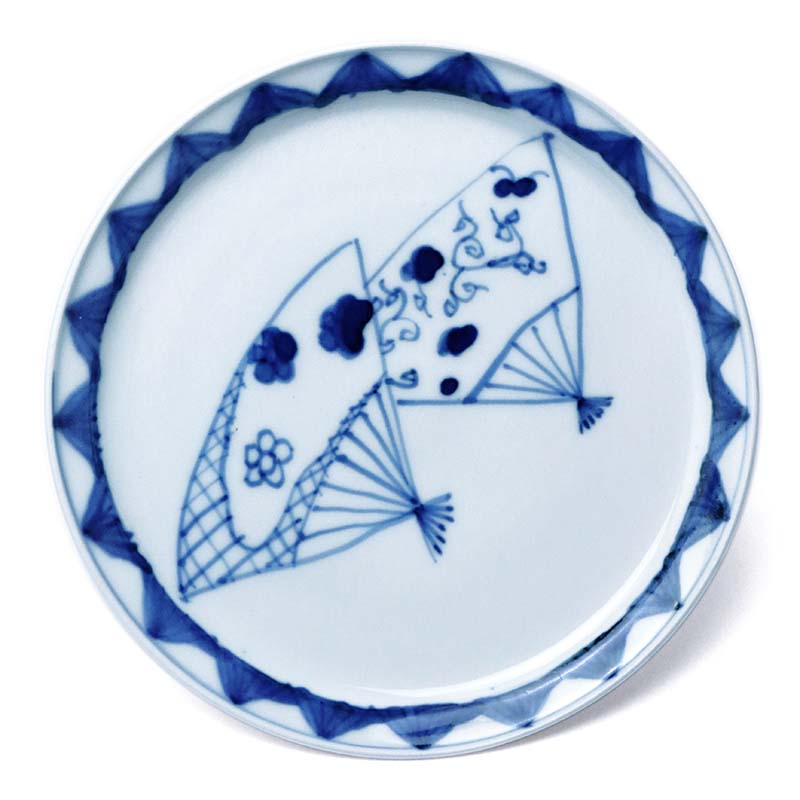楽天市場】九谷焼：染付扇面図皿・正木春蔵《小皿・14.4cm》 : 和食器