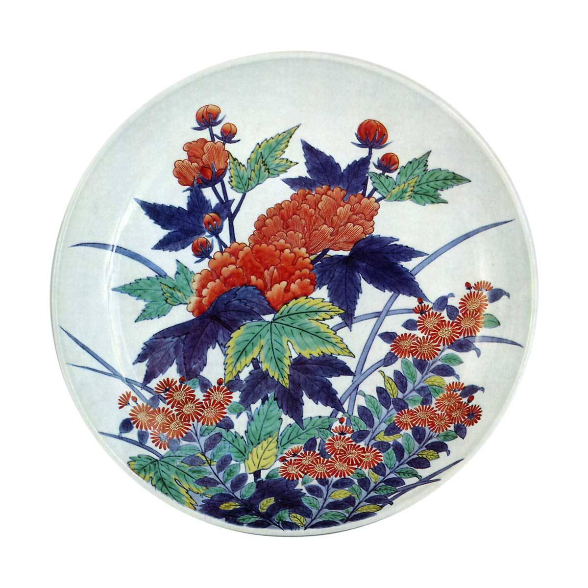 色鍋島 色絵 芙蓉菊文 尺皿 | 鶴田 純久の章 お話