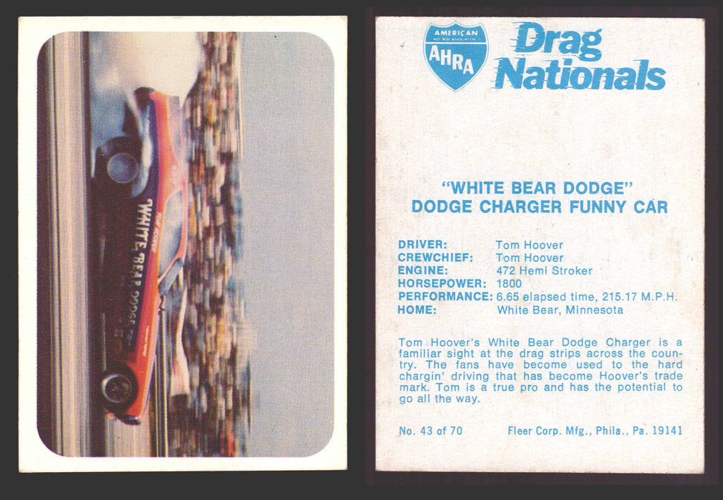 AHRA Drag Nationals 1971 Fleer USA White Trading Cards You Pick