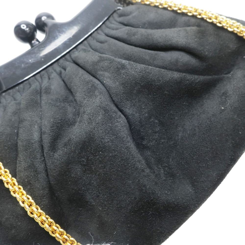 名東】【CHANEL】シャネル がま口チェーンショルダーバッグ スエードX