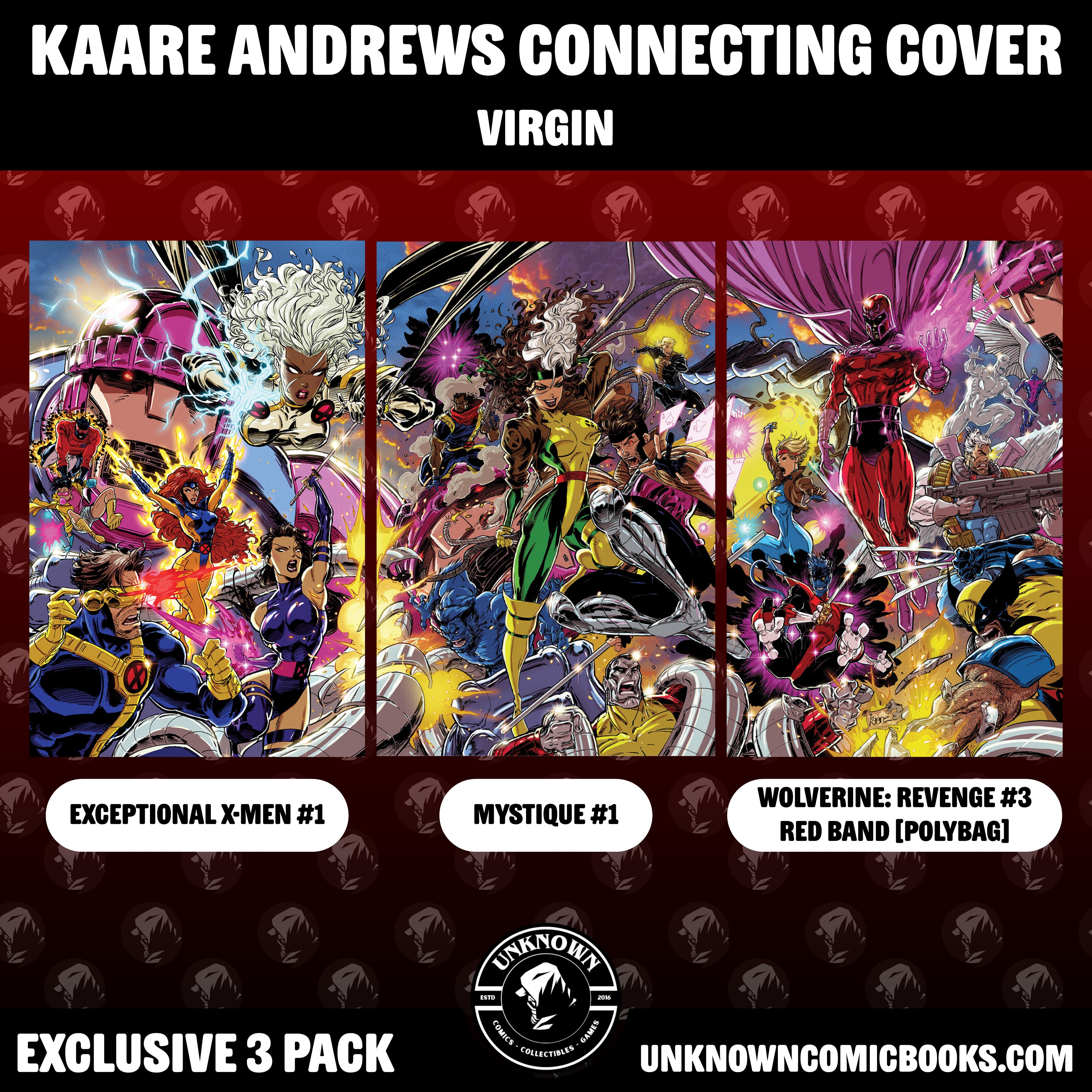 3 PACK VIRGIN CONNECTING] EXCEPTIONAL X-MEN #1 & MYSTIQUE #1 & WOLVER