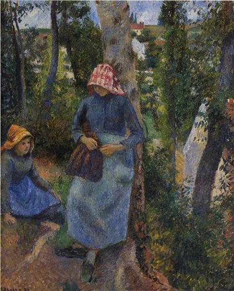 Two Young Peasants Chatting under the Trees, 1881 - Camille