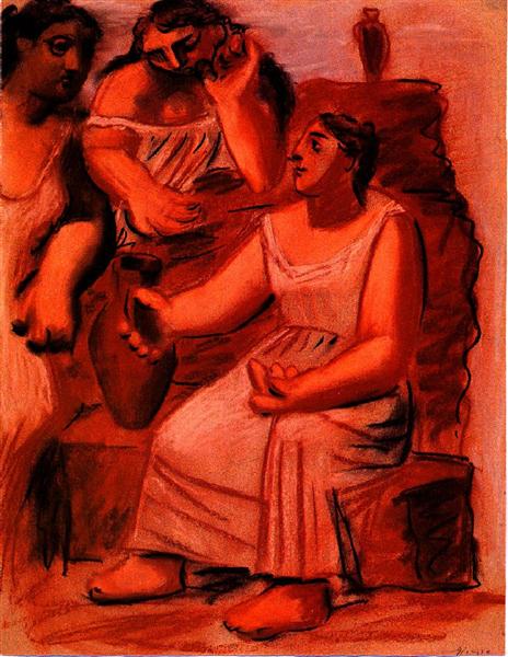 Three women at a fountain (study), 1921 - Pablo Picasso - WikiArt.org