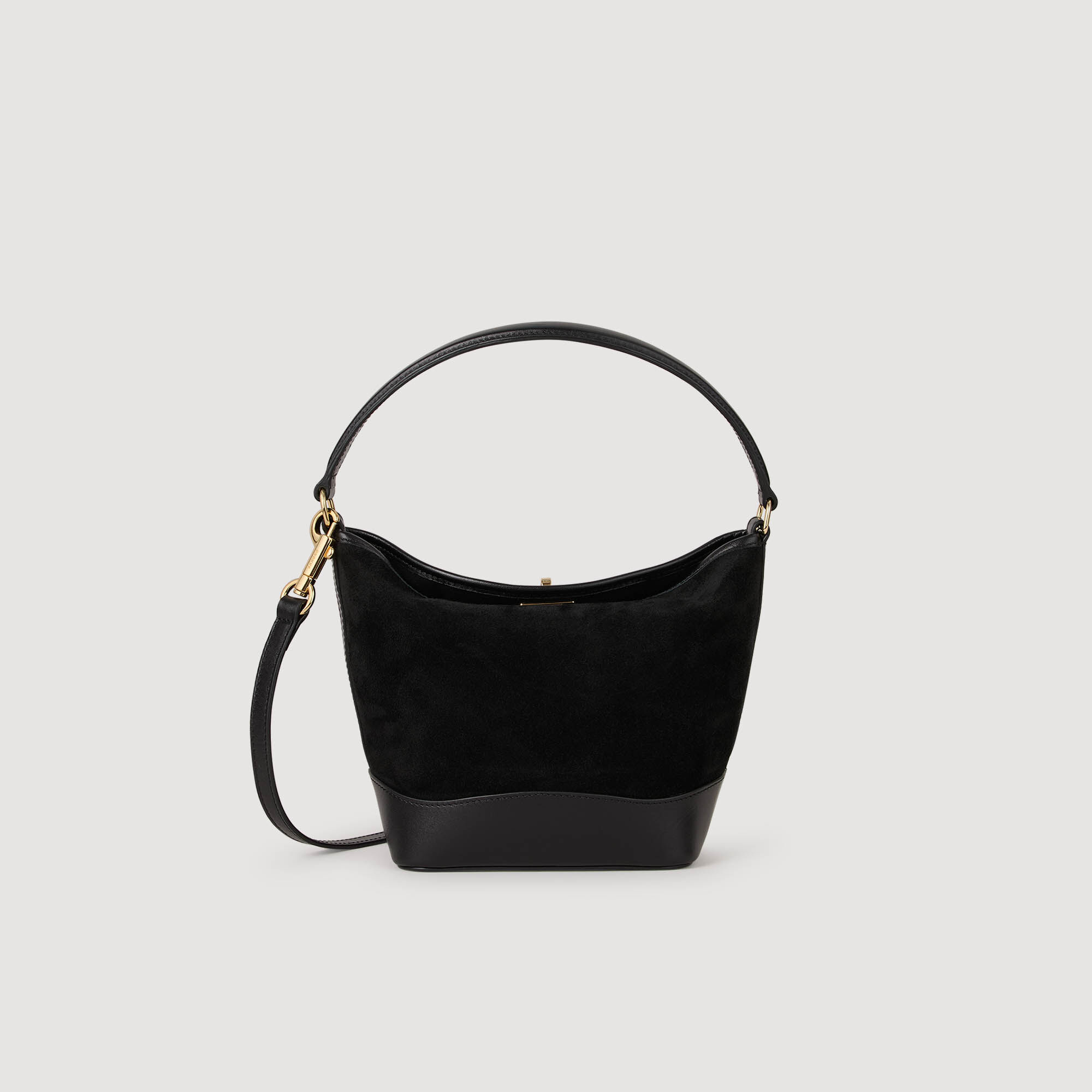 Tangoso mini suede and leather bag black / gray For Women | Sandro