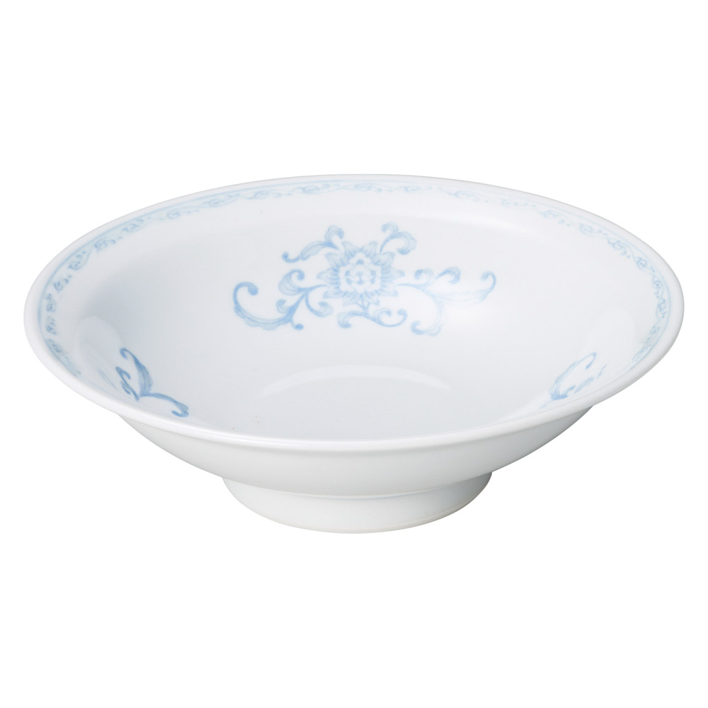 524-9-187 7.0丸高台皿 22×6.3㎝ 中華オープン 白磁ひるがの ｜うつわ
