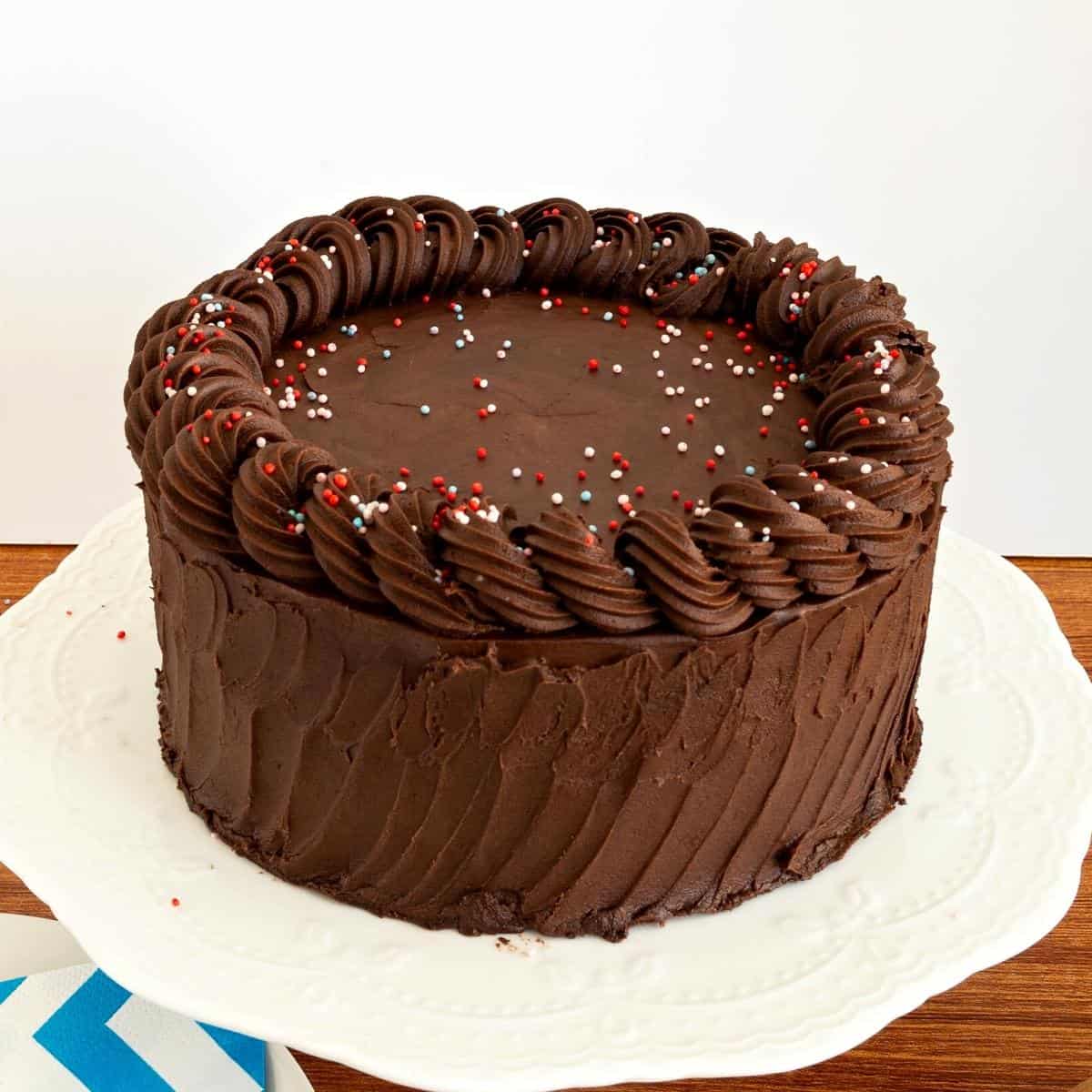 Devil's Food Cake with Chocolate Ganache (Dark & Moist) - Veena