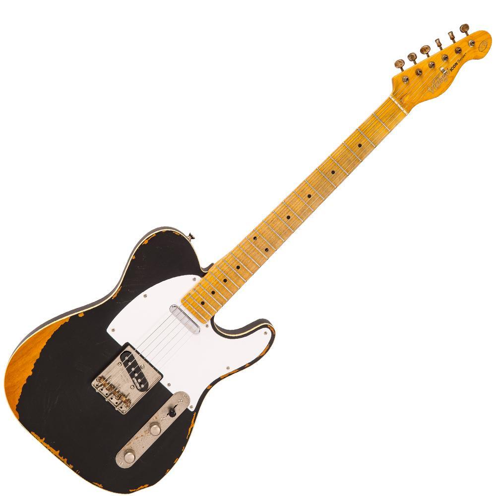Vintage V59 ICON Electric Guitar ~ Distressed Black – Vintage Guitars