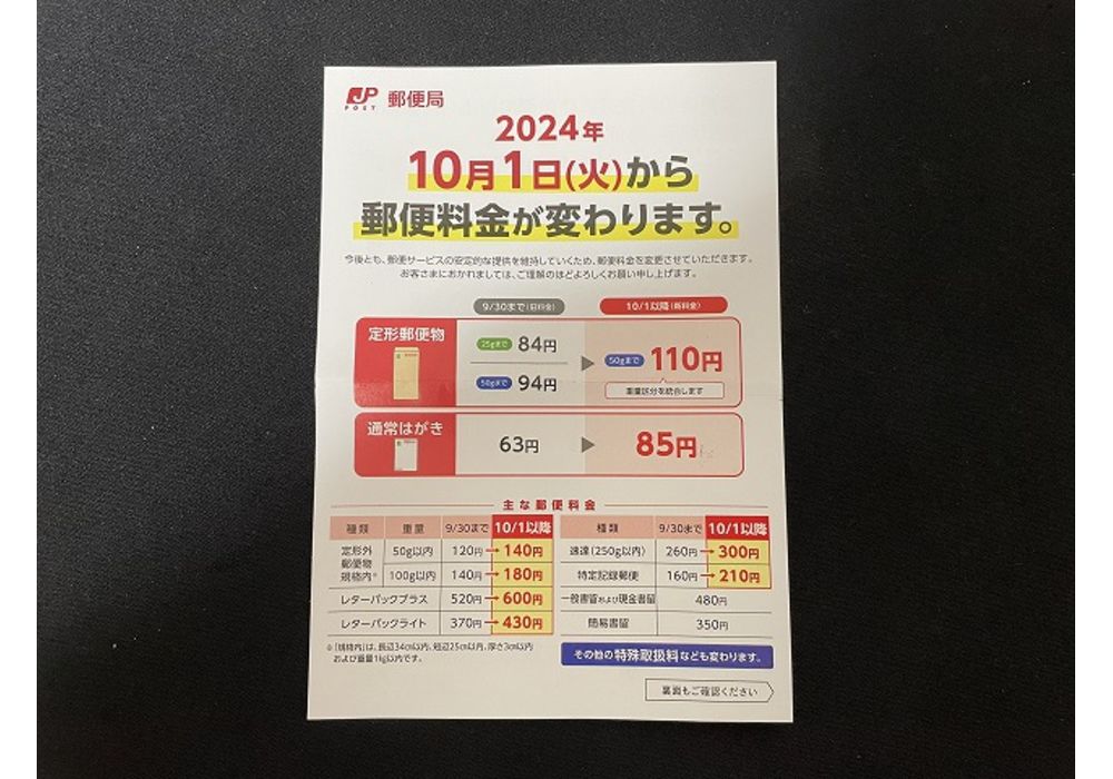 郵便料金変更と切手