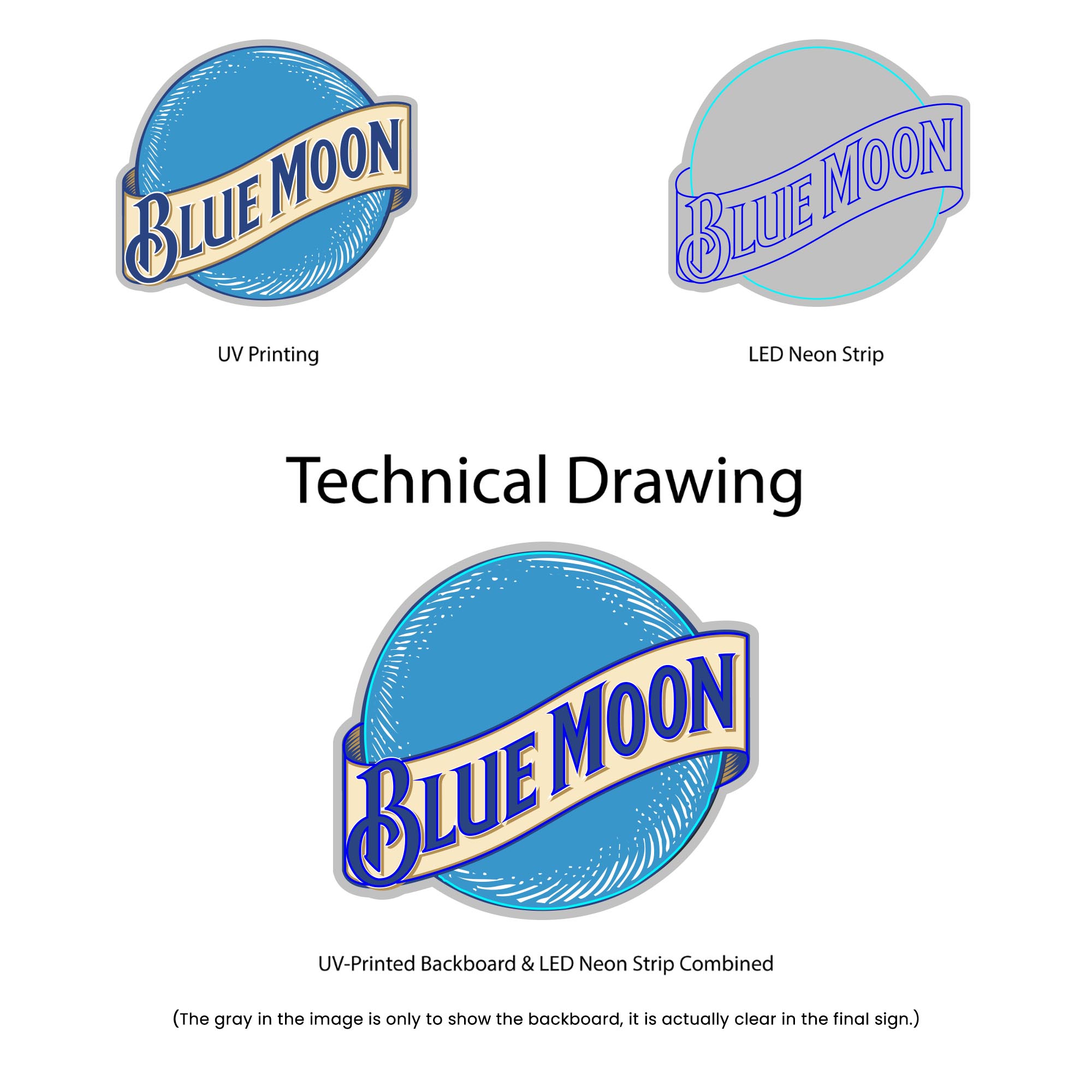 Blue Moon Neon Sign - Free Shipping - Voodoo Neon