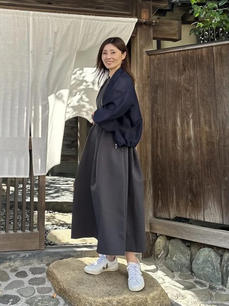 エクラ 華組 梁瀬理砂さん】『E by eclat 』の腰高タックワンピースを