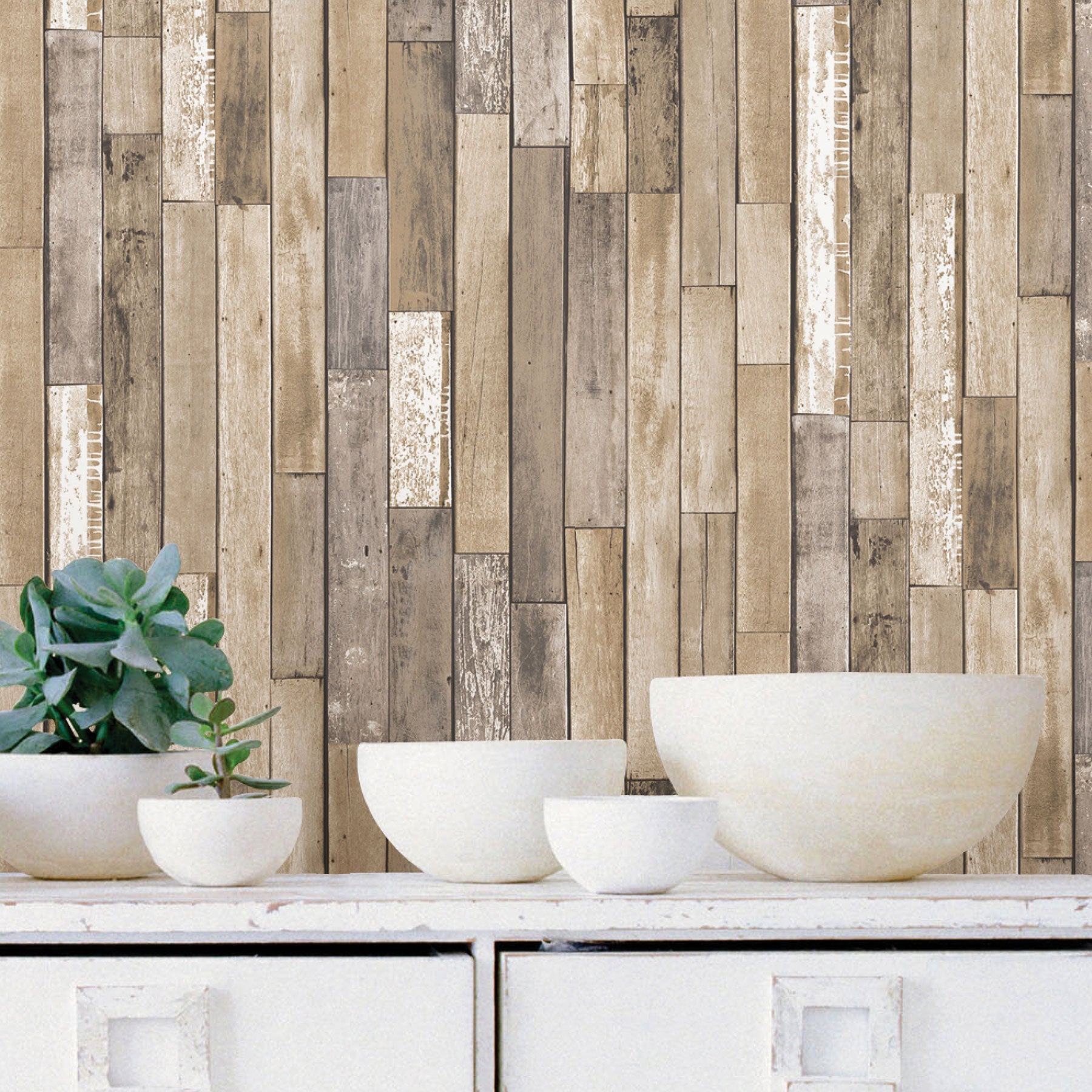 はがせる シール 壁紙 NU WALLPAPER / Weathered Plank Barn Peel and