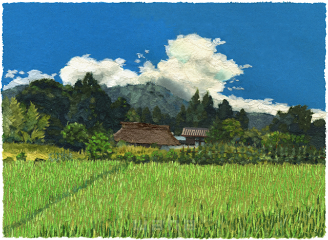ちぎり絵、切り絵、和紙、クラフト、日本、情緒、風情、風景画、景色