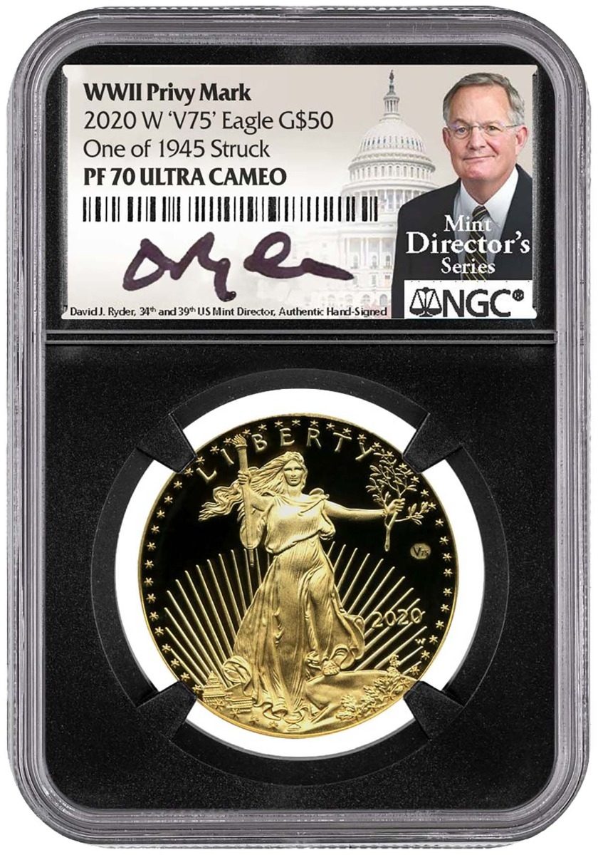 2020 WEST POINT V75 $50 PROOF GOLD EAGLE PF70 Signed by U.S. Mint Dire