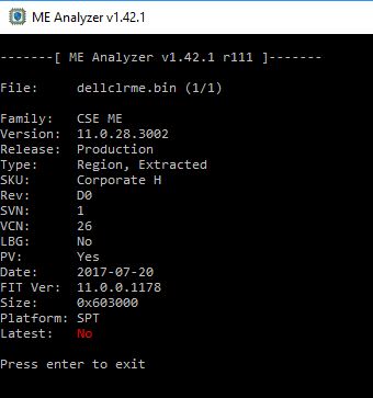 DELL XPS 9550 CORPORATE FIND CORRECT FIRMWARE - Intel Management