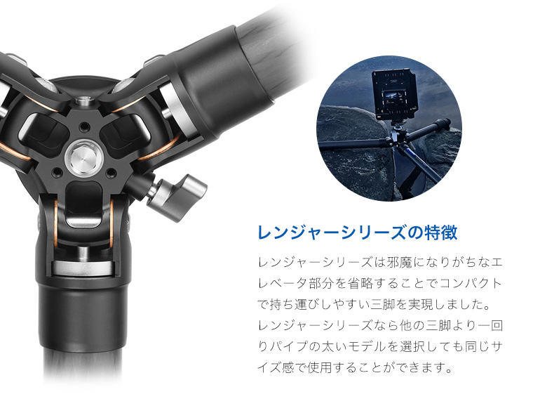 LS-255CEX レベリングベース搭載カーボン三脚 Leofoto | 株式会社