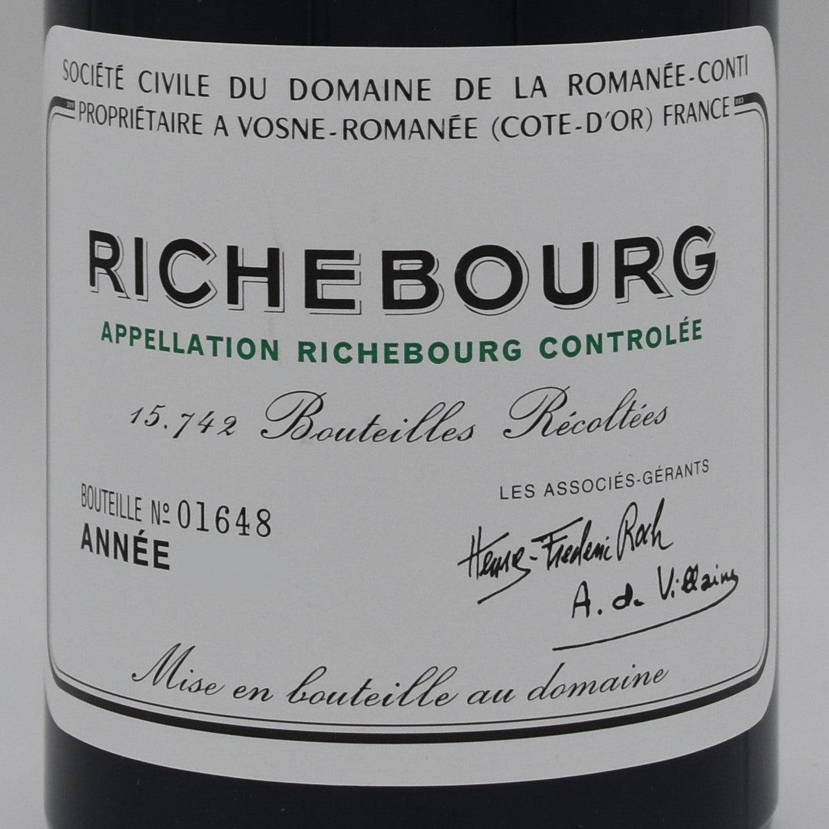 DRC Richebourg 2016, 750ml — World Class Wine