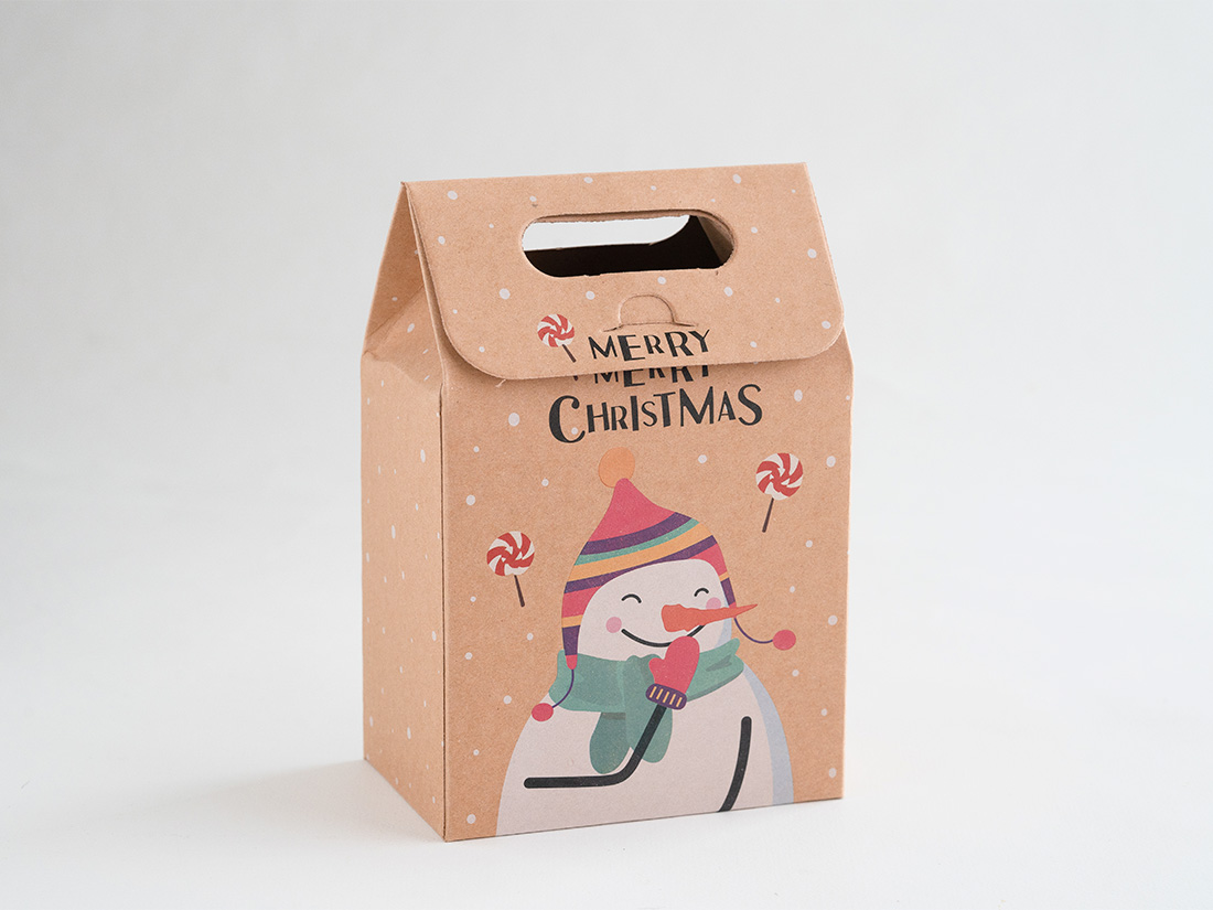 手提げギフト箱 クリスマスクラフト 雪だるま | 柄付きのギフト箱
