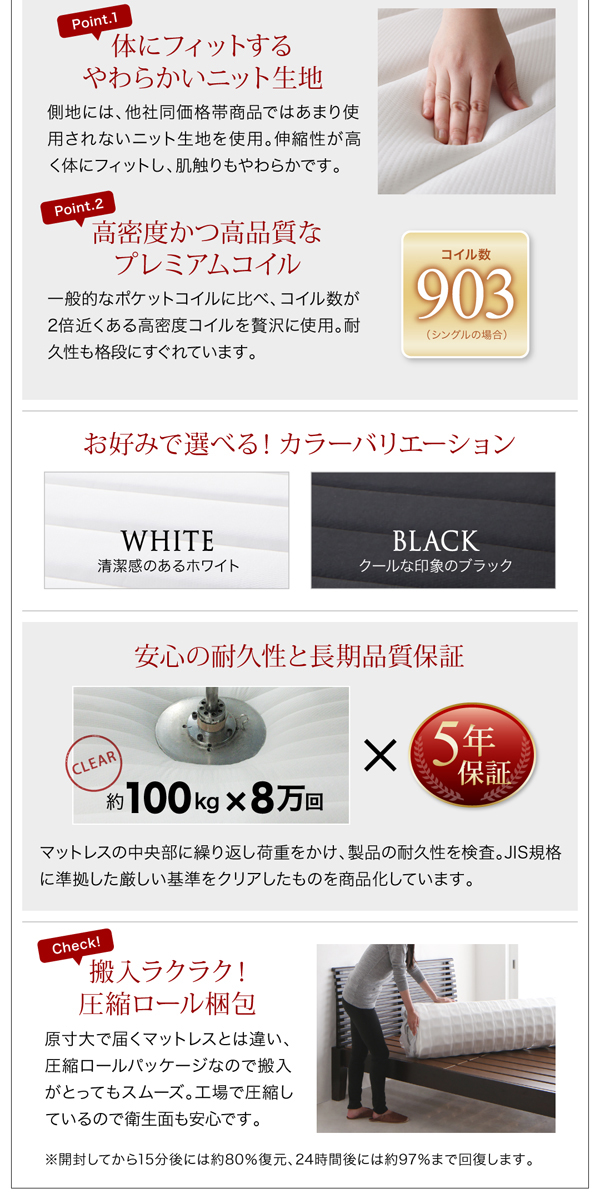 スマートデザイン 棚・コンセント付きデザインすのこベッド (ダブル)の