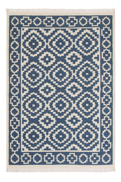 Manisa Blue Kilim Tribal Rug - Handmade & Ethical