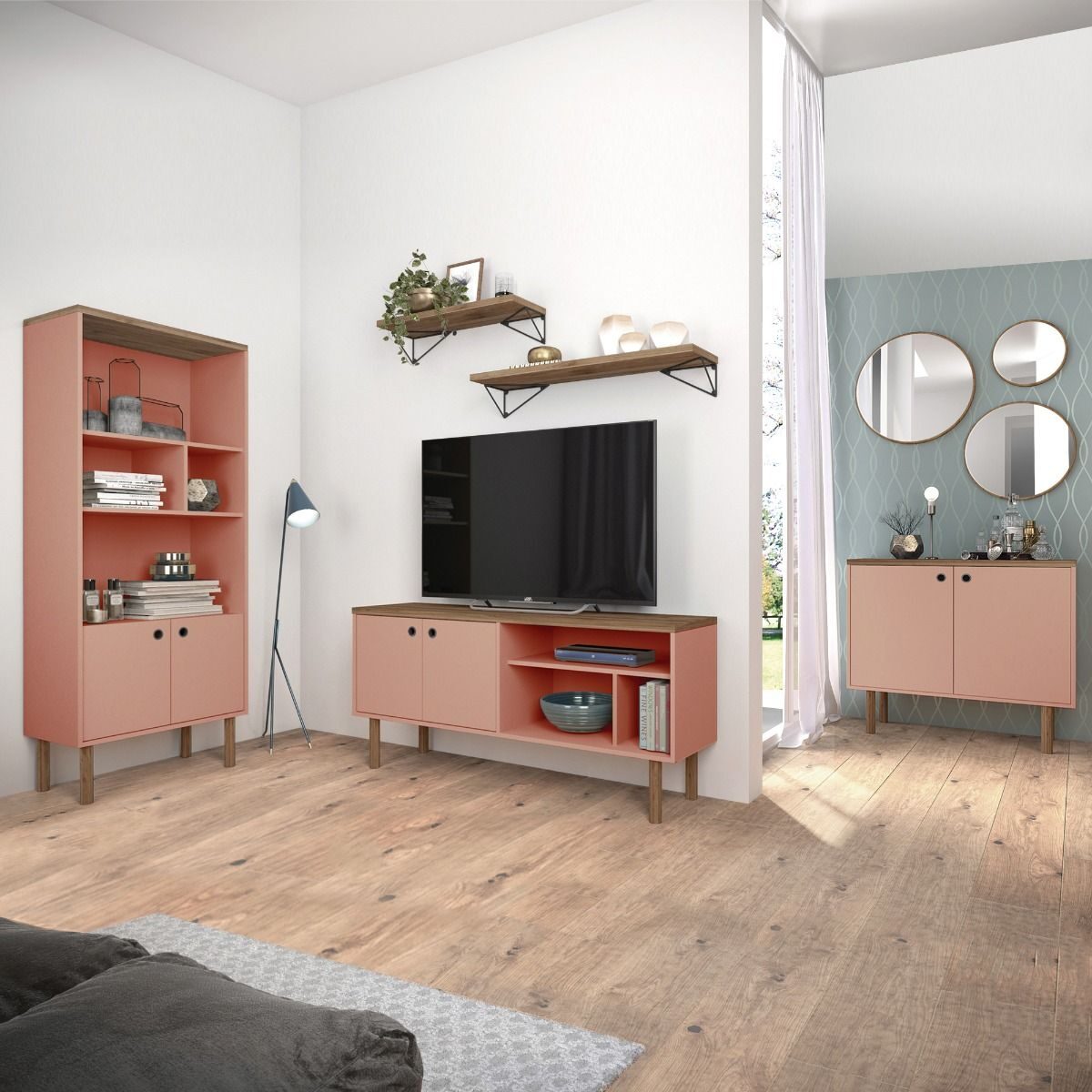 Manhattan Comfort Windsor II Pink TV Stand 3LC2 | Comfyco