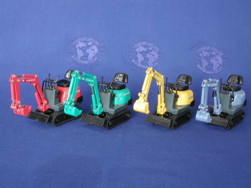 Buffalo Road Imports. Komatsu PC02 mini excavators set of 5 colors