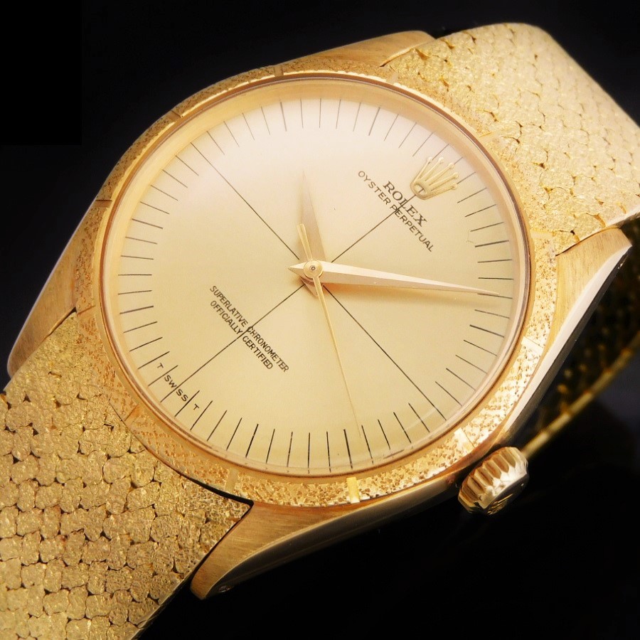 幻の逸品1966年18金無垢パベ模様フル彫金モデル☆ロレックス