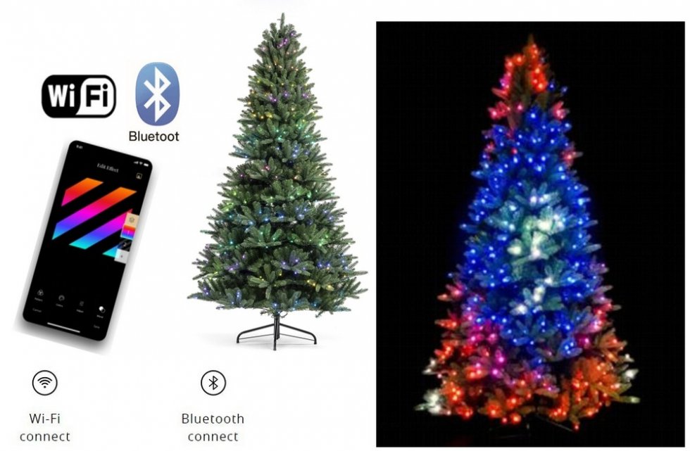 スマートライト付きLEDツリークリスマス用2,1m-きらきら-660個のRGB+BT