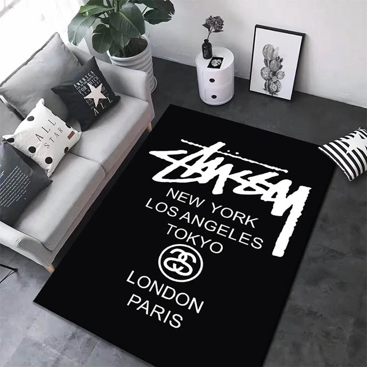 Stussy ラグカーペット 玄関マットブラック 大人 個性 お洒落 現代の