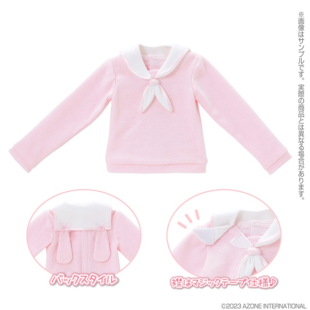 45～50cmドール用】45 リボンうさぎさんのふんわりセーラーニット [50