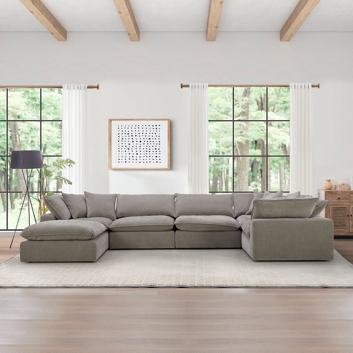 Aiden & Ivy Sereen Beige Fabric 6 Piece Modular Sofa | Co
