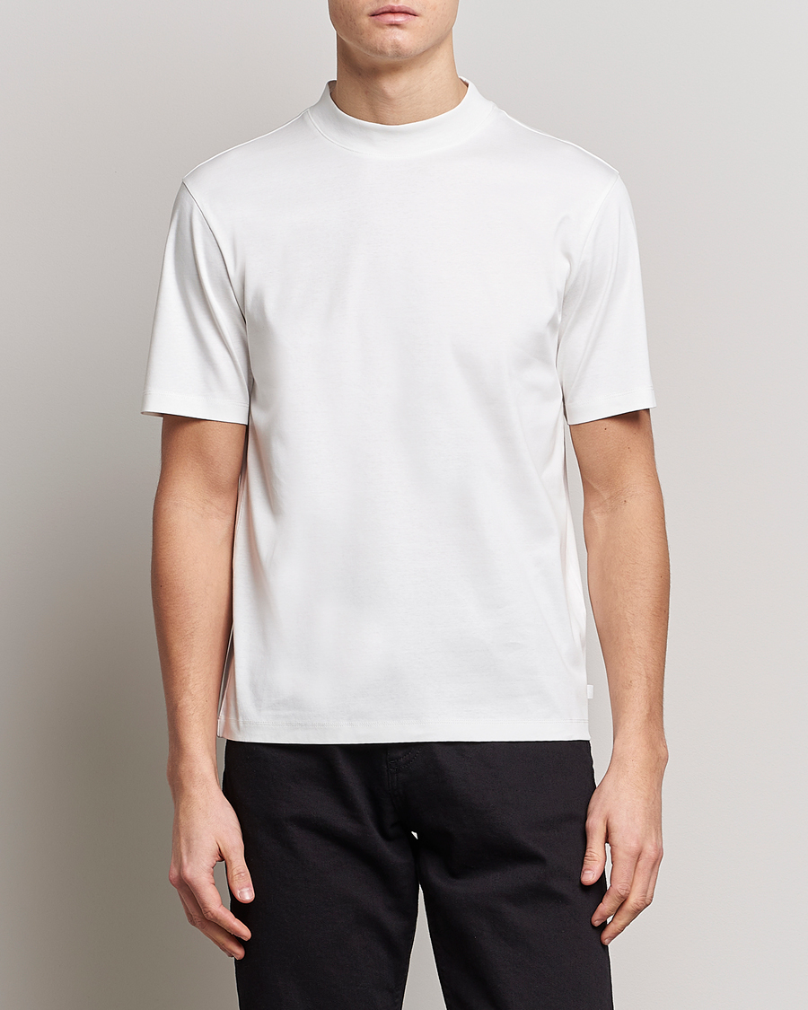 J.Lindeberg Ace Mock Neck Mercerized Cotton T-Shirt White at