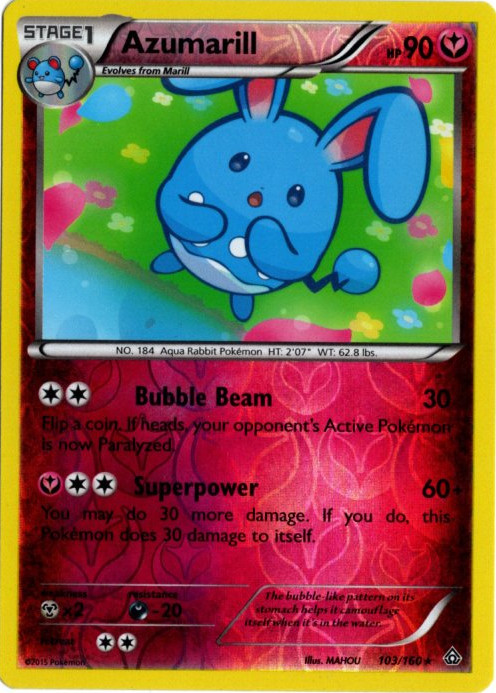 マリルリ 海外版 英語版 リバホロ Azumarill - 103/160 -【Card Chicken】